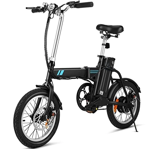 Electric Bike : LWL Electric Bikes for Adults Women Folding Electric Bikes for Adults 250w 36v Electric Bicycle 15.4inch 8ah Lithium Ion Battery Disc Brake E Bikes (Color : Black)