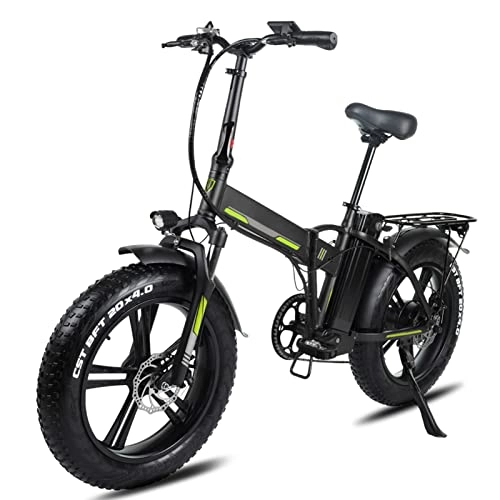 Electric Bike : LWL Foldable Electric Bike for Adults 20inch 4.0 Fat Tire Electric Bicycle 500W / 750W with 48V 15ah Battery Folding Electric Bike (Color : 48v 750w 20Ah Black)
