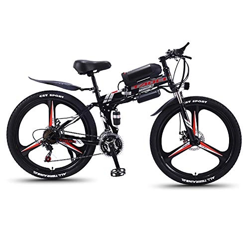 Electric Bike : LXLTLB Electric Mountain Bike 350W 26in Electric Bicycle with Removable 36V 10.4AH Lithium-Ion Battery 21 Speed Folding E-bike Adults, Black