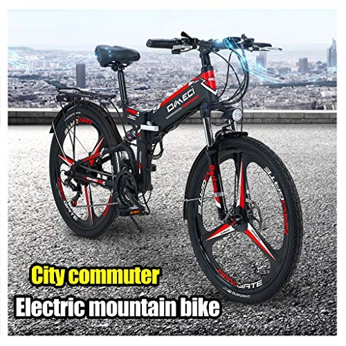Electric Bike : LYRWISHJD Folding Electric Mountain Bike Premium Full Suspension With 48V 10Ah Removable Battery Mountain Electric Bicycle 300W Urban Electric Bikes For Adults