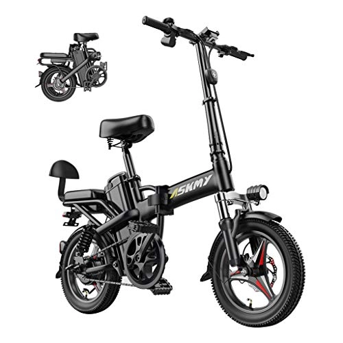 Electric Bike : LYRWISHLY 14 Inch Electric Snow Bike 350W Folding Mountain Bike With Rear Seat And Disc Brake With 48V 25AH Lithium Battery (Size : 25AH)