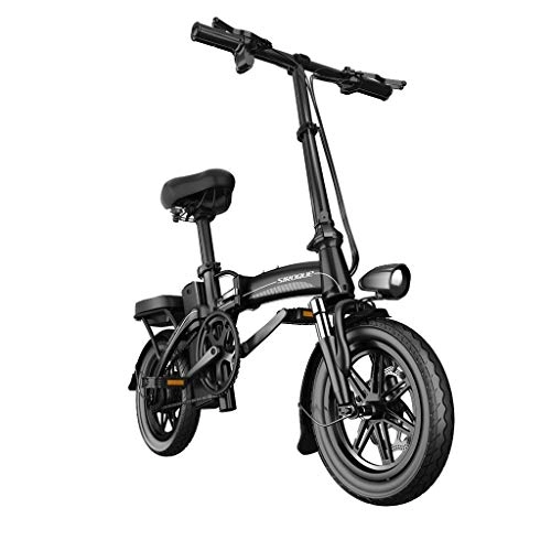 Electric Bike : LYRWISHLY Adult Folding Electric Bike With 400W Motor, Removable 48V 30AH Waterproof Large Capacity Lithium Battery, Commuter Electric Bike / Travel Electric Bike (Color : Black, Size : Range:200km)