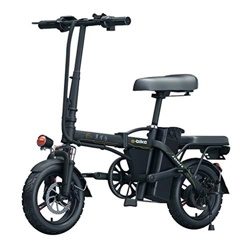 Electric Bike : LYRWISHLY Adults Electric Bike, Folda Blke 14 Inch 48V E-bike With 6Ah-36Ah Lithium Battery, City Bicycle Max Speed 25 Km / h, Disc Brake (Color : Black, Size : 36AH)