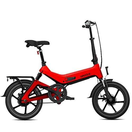 Electric Bike : LYRWISHLY Electric Bikes For Adult16 Foldable E-Bike 36V 7.8Ah 250W 25KM / h Electric Bikes Adjustable Lightweight Frame E-Bike For Sports Cycling Travel Commuting (Color : Red)