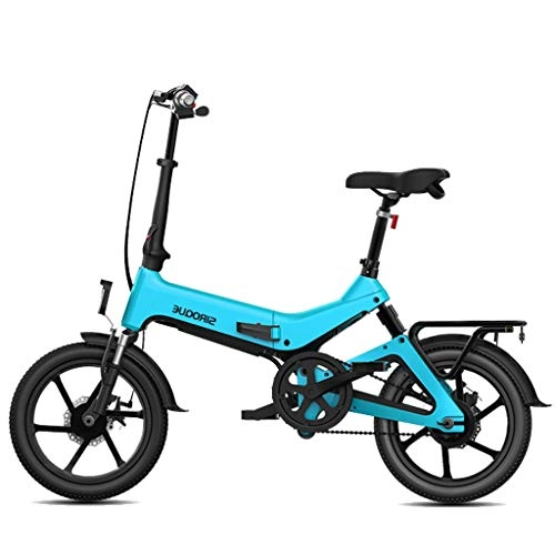 Electric Bike : LYRWISHLY Electric Folding Bike 16" With 36V 250W 7.8Ah Lithium-ion Battery, City Bicycle Booster 100KM (Color : Blue)