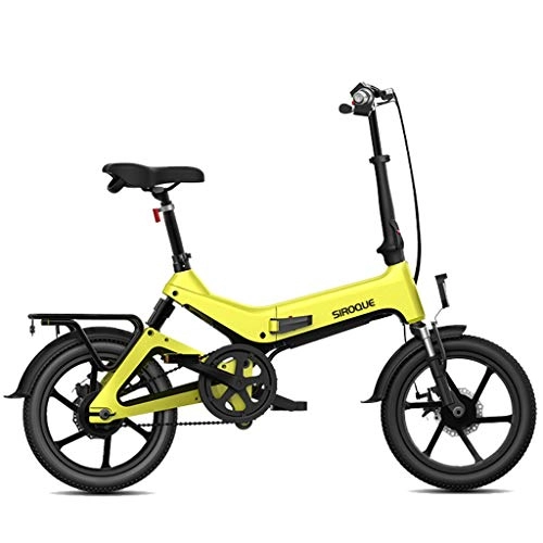 Electric Bike : LYRWISHLY Electric Folding Bike, Foldable Bicycle Double Disc Brake PortableWith 250W Motor, 36V7.8Ah Large Capacity Battery, Maximum Speed Up To 25KM / h (Color : Yellow)
