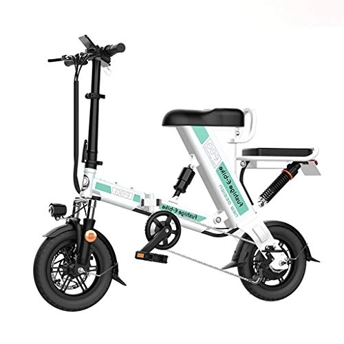 Electric Bike : LYRWISHLY Foldable Electric Bike Rear-Shock Absorber Three Work Modes Lightweight Aluminum Alloy Folding Bike Easy To Storage 20 Inch Wheels With Disc Brake Motor Electric Bicycles (Color : White)