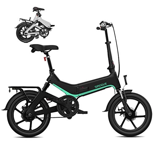 Electric Bike : LYRWISHLY Folding E-bike 16 Inch Elecrtic Bike Removable 36V7.8AH Waterproof And Dustproof Lithium Battery, Ultra-light Magnesium Alloy Frame, LED Headlights And LCD Display. (Color : Black)