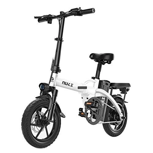 Electric Bike : LYRWISHLY Folding EBike, 4000W Aluminum Electric Bicycle With Pedal For Adults And Teens, 14" Electric Bike With 48V / 40AH Lithium-Ion Battery (Color : White, Size : Endurance:70km)