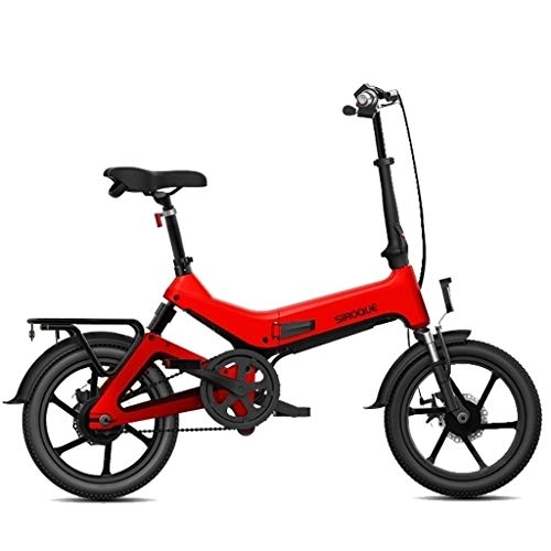 Electric Bike : LYRWISHLY Folding Electric Bike For Adults, 16" Electric Bicycle / Commute Ebike With 250W Motor, 36V 7.8Ah Battery Removable Lithium Battery, 36V7.8AH Waterproof And Dustproof (Color : Red)