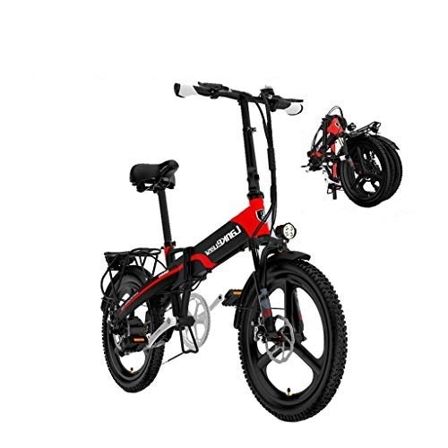 Electric Bike : LYRWISHLY Folding Electric Bike For Adults, 20" Electric Bicycle / Commute Ebike With 4000W Motor, 48V10.8Ah Battery, Shimano 7 Speed Transmission Gears (Color : Red, Size : Battery capacity 7.8Ah)