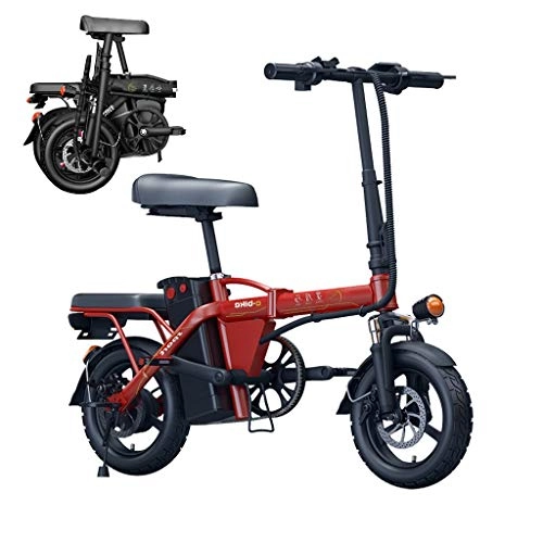 Electric Bike : LYRWISHLY Lightweight 250W Electric Foldable Pedal Assist E-Bike WithRemovable Waterproof And Dustproof 48V 6Ah-36Ah Lithium BatterySuitable For Adults, Commuters, Cities. (Color : Red, Size : 36AH)