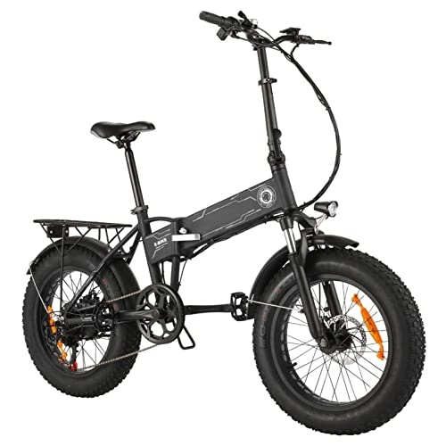Electric Bike : LYUN 500W Electric Bike Foldable for Adults 20 Inch Fat Tire Electric Mountain Bicycle 36v 12.5ah Detachable Lithium Battery with Led Headlight Ebike (Color : Black)