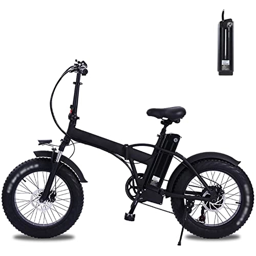 Electric Bike : LYUN 800W / 500W Mountain Electric Bike Foldable for Adults 20 Inch Fat Tire Electric Bicycle 48V 12.8Ah Lithium Battery Electric Beach Bike 45km / H (Color : 500W 15ah 1 Battery)