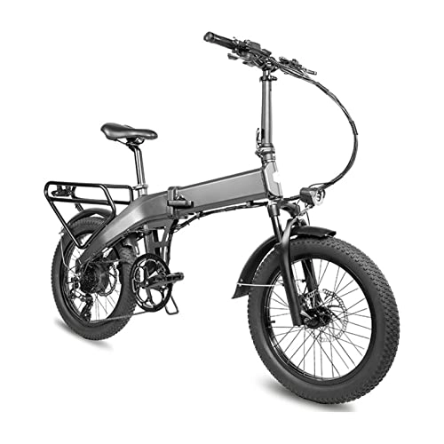 Electric Bike : LYUN Folding Electric Bicycles for Adults 500W Electric Bike with 48V 11.6AH Lithium Battery 20 * 3.0 Fat Tire 8 Speed electric bicycles for Men 2 Seat (Color : Gray)