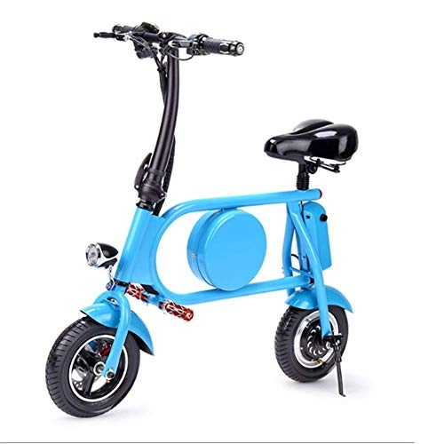 Electric Bike : LYXQQ City Bicycle, Electric Scooter 10 Inch 36V Folding E-Bike with 8Ah Lithium Battery, Max Speed 25Km / H Lightweight Alloy Folding Bike, 120Kg Payload, Blue