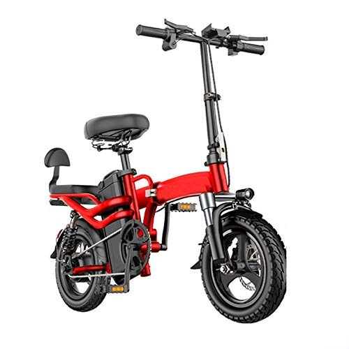 Electric Bike : LZMXMYS electric bike, 14'' Folding Electric Bike Ebike, Electric Bicycle with 48V Removable Lithium-Ion Battery, 250W Motor, Dual Disc Brakes, 3 Digital Adjustable Speed, Foldable Handle