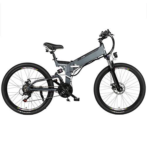 Electric Bike : LZMXMYS electric bike, 26'' Folding Electric Mountain Bike with Removable 48V 10 / 12.8AH Lithium-Ion Battery 350W Motor Electric Bike E-Bike 21 Speed Gear And Three Working Modes