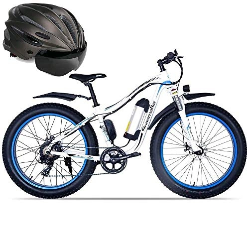 Electric Bike : LZMXMYS electric bike, Electric Bike 26'' Adults Electric Bicycle / Electric Mountain Bike, 4.0 Wide Tire 48V 350W10.4A Electric Bicycle Mountain Electric Bicycle Folding Type (Color : Blue)
