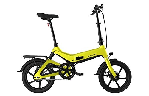 Electric Bike : M60 16inch Folding ebike Disc Folding Electric Bike - Portable and Easy to Store in Caravan, Motor Home, Boat. Short Charge Lithium-Ion Battery and Silent Motor eBike, LCD Speed Display (Yellow)