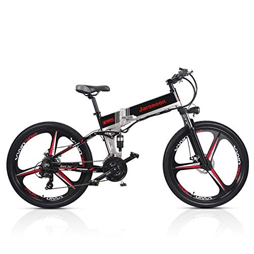 Electric Bike : M80 21 Speed Folding Bicycle 48V*350W 26 inch Electric Mountain Bike Dual Suspension With LCD Display 5 Pedal Assist (Black-IW, 10.4A)