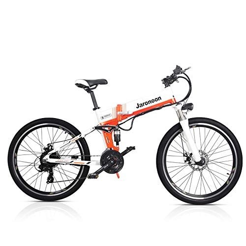 Electric Bike : M80 21 Speed Folding Bicycle 48V*350W 26 inch Electric Mountain Bike Dual Suspension With LCD Display 5 Pedal Assist (White-SW, 10.4A)