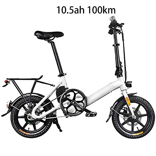 Electric Bike : Macro Electric Bike, 14in Folding for adults with 36V 2 Wheel Foldable shock absorption Electric bicycle with 6 speed mechanical shifting For Outdoor Cycling work out Commuting, 3