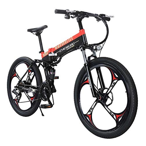 Electric Bike : MDDCER 26" Electric Mountain Bike Foldable Adult Double Disc Brake And Full Suspension 48V14.5Ah400W MountainBike Bicycle Adjustable Seat Aluminum Alloy Frame Smart LCD Meter 27 Speed