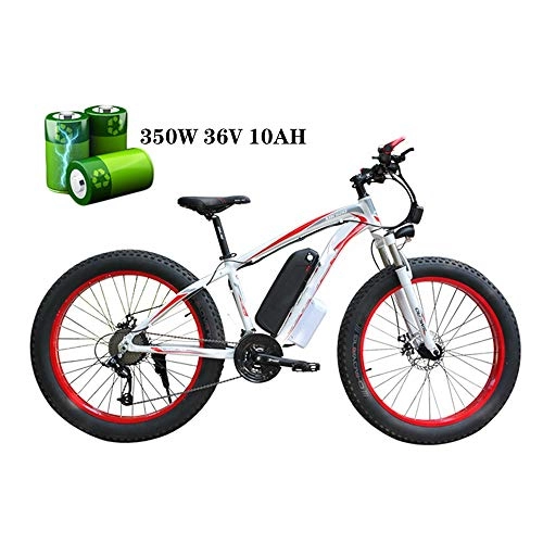 Electric Bike : MDZZ 26" Electric Bike, Folding 350W Sporting Bicycle with 36V 10Ah Removable Lithium-Ion Battery, Aluminum Pedal Bicycle for Adults, White