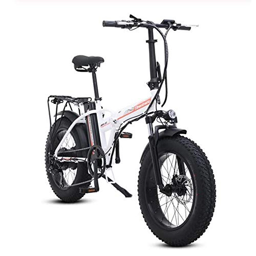 Electric Bike : MEICHEN Electric bicycle 4.0 fat tire electric bicycle beach cruiser bicycle assist bicycle folding electric bicycle electric bicycle 48v, 20incheswhite