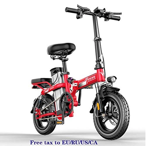 Electric Bike : MEICHEN Smart Folding Electric Bike 14inch Mini Electric Bicycle 48V30A / 32A Lithium Battery city 350W Powerful Mountain Bike, Red, 48V30A