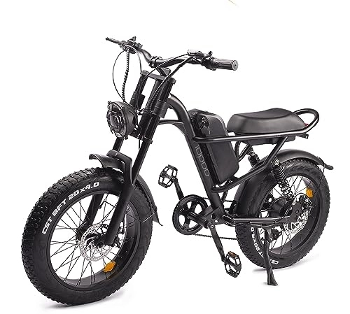 Electric Bike : MelkTemn Electric Bike Mountain Bike 20" Fat Tire with 48V 15.6AH Removable Li-Ion Battery, Powerful Motor Beach Ebike, 7 Speed Gears, Front & Rear Suspension Aluminium Frame for Adults & Teens