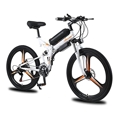 Electric Bike : Men / Women Foldable 26 Inch Electric Bike 350W 10Ah 36V Lithium Battery Auxiliary Electric Bike Multi-Mode Electric Mountain Bicycle (Color : Gray) (White)