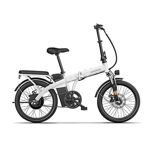 Electric Bike : Mens Bicycle Adult 20 Inch Lithium Battery Foldable Electric Bicycle Disc Brake Variable Speed Battery Bicycle (Color : Black) (White)