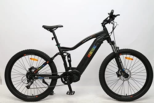 Electric Bike : MerkyBikes M9 Electric Mountain Bike for Adults - E Bikes for Men & Women, 27.5” / 48V / 17.5AH Lithium Battery, Shimano Altus 9 Speed Gears - Off Road Dirt Ebike / Bicycle Throttle & Pedal Assist - Black