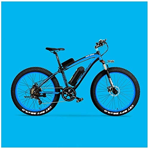 Electric Bike : MERRYHE Electric Folding Bicycle Adult Power Electric Mountain Bike 26 inch Lithium Battery Folding Road Bicycle, Blue-48V10ah