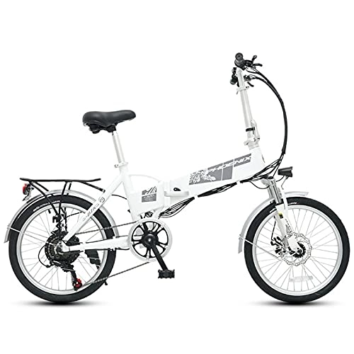 Electric Bike : MIAOYO 20" Electric Bike Folding And-bike, 250 / 350W 10.4Ah Three Modes Outdoor City Bike Bicycle, Front Suspension Double Disc Brake Electric Bike, White, 48V Spoke wheel