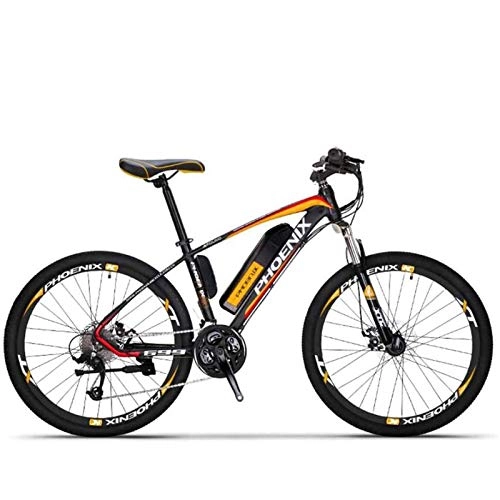 Electric Bike : MIAOYO Electric Mountain Bike for Adult, 27 Speed 26 Inch Wheels, 36V Lithium Battery, High-Strength Steel Frame Offroad Electric Bicycle, a