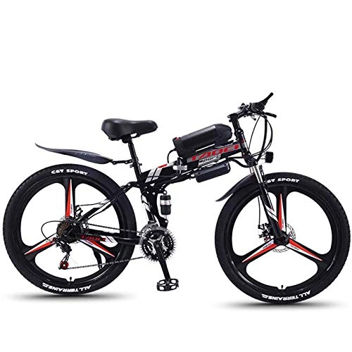 Electric Bike : MIAOYO Folding Electric Mountain Bike for Adults, 350W Snow Bikes, Removable 36V 8 / 10 / 13AH Commute Ebike for Mens, Full Suspension 26 Inch Electric Bicycle, Black, 10ah