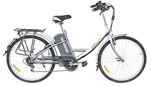 Electric Bike : Milan2 - Electric Bike - Independent Twist Grip Throttle - Traditional Mudguard - Unisex Step-Through Frame - Extras Included - Battery Charger, Rear Rack - Kick Stand