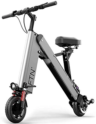 Electric Bike : min min Bike, Electric Bicycle, Folding Electric Bikes with 350W 36V 8 Inch, Cruise Mode, Lithium-Ion Battery E-Bike for Outdoor Cycling And Commuting (Color : Silver, Size : 40KM)