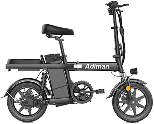 Electric Bike : min min Bike, Fast Electric Bikes for Adults Electric Bicycles 14 Inches Portable Folding High Speed Brushless Motor Three Riding Modes with Removable 48V Lithium-Ion Battery