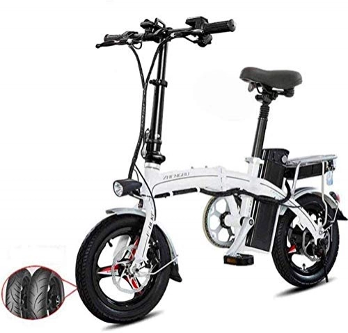 Electric Bike : min min Bike, Fast Electric Bikes for Adults Lightweight Aluminum Folding E-Bike with Pedals Power Assist and 48V Lithium Ion Battery Electric Bike with 14 inch Wheels and 400W Hub Motor