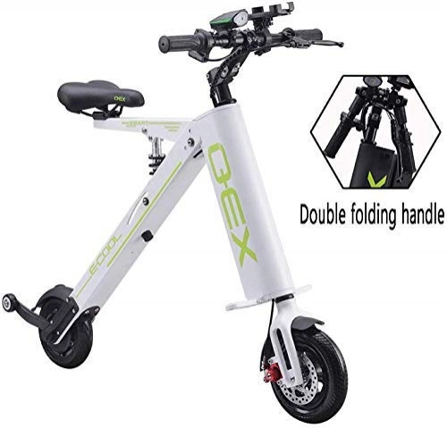 Electric Bike : Mini Folding Electric Car Adult Lithium Battery Bicycle Double Wheel Power Portable Travel Battery Car