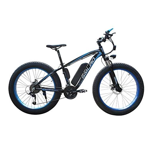 Electric Bike : Minkui E-Bike 48V 350W / 500W1000W Motor 13AH Lithium Battery Electric Bicycle 26 inch Fat Tire Electric Bike-Blue 350W 13AH