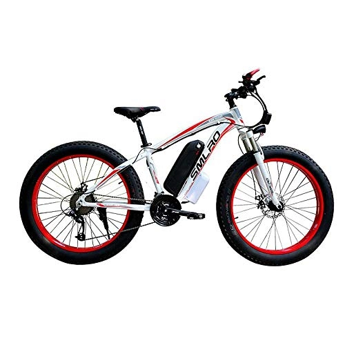 Electric Bike : Minkui E-Bike 48V 350W / 500W1000W Motor 13AH Lithium Battery Electric Bicycle 26 inch Fat Tire Electric Bike-Red 1000W 13AH