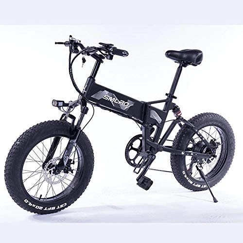 Electric Bike : Minkui Folding Electric Bike 500W Motor with 48V 10Ah Removable Lithium-Ion Battery 20 inch Ebike Fat Tire Electric Bicycle-36V500W black