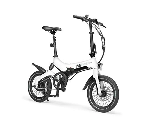 Electric Bike : MiRiDER One (2021 Edition) Folding Electric Bike - Lightweight Foldable eBike | Thumb Throttle With Pedal Assist (White)