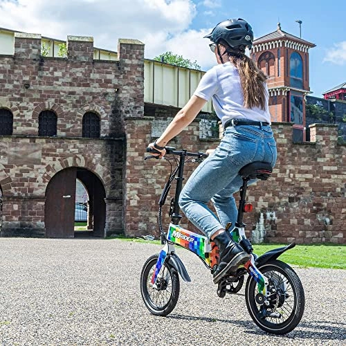 Electric Bike : MiRiDER One (2022 Edition) Folding Electric Bike - Lightweight Foldable eBike | Thumb Throttle With Pedal Assist (Colour Pixel)