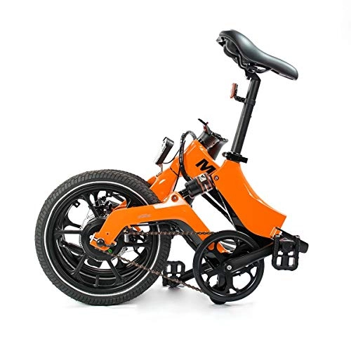 Electric Bike : MiRiDER One - Electric Bike - Folding Portable eBike For Commuting & Leisure | Rear Suspension, Pedal Assist Unisex Bicycle, 250W / 36V (Orange, Under 5ft 9 Inch Rider)